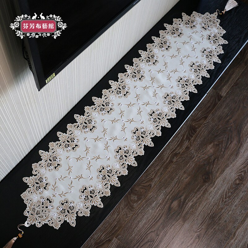 绣花桌旗镂空布艺电视柜五斗柜盖巾台布茶几巾桌垫流苏床旗餐桌布