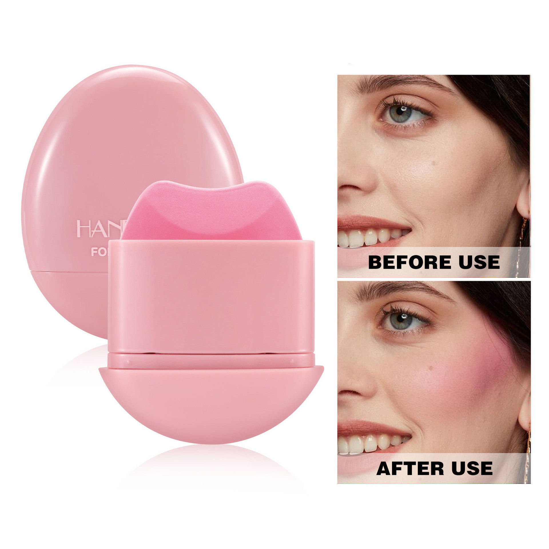 欧美收缩腮红显色气色鹅卵石腮红易上色单色哑光腮红膏清透