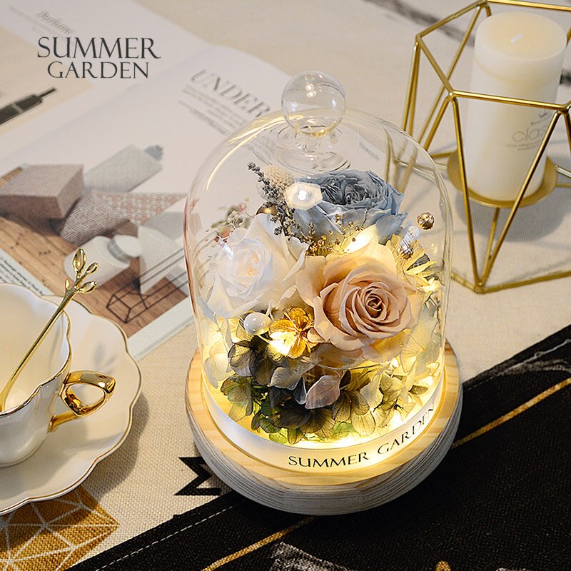 Ins進口永生花玻璃罩擺件帶燈玫瑰禮盒生日禮物幹花送女友情人節在類目 鮮花速遞/花卉仿真/綠植園藝, 永生花/乾花, 永生花中 - 來自Buy2taobao.com提供專業的淘寶代購服務