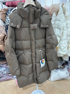 欧洲站2026冬季新款韩版抽绳羽绒服女连帽中长款过膝加厚鸭绒外套