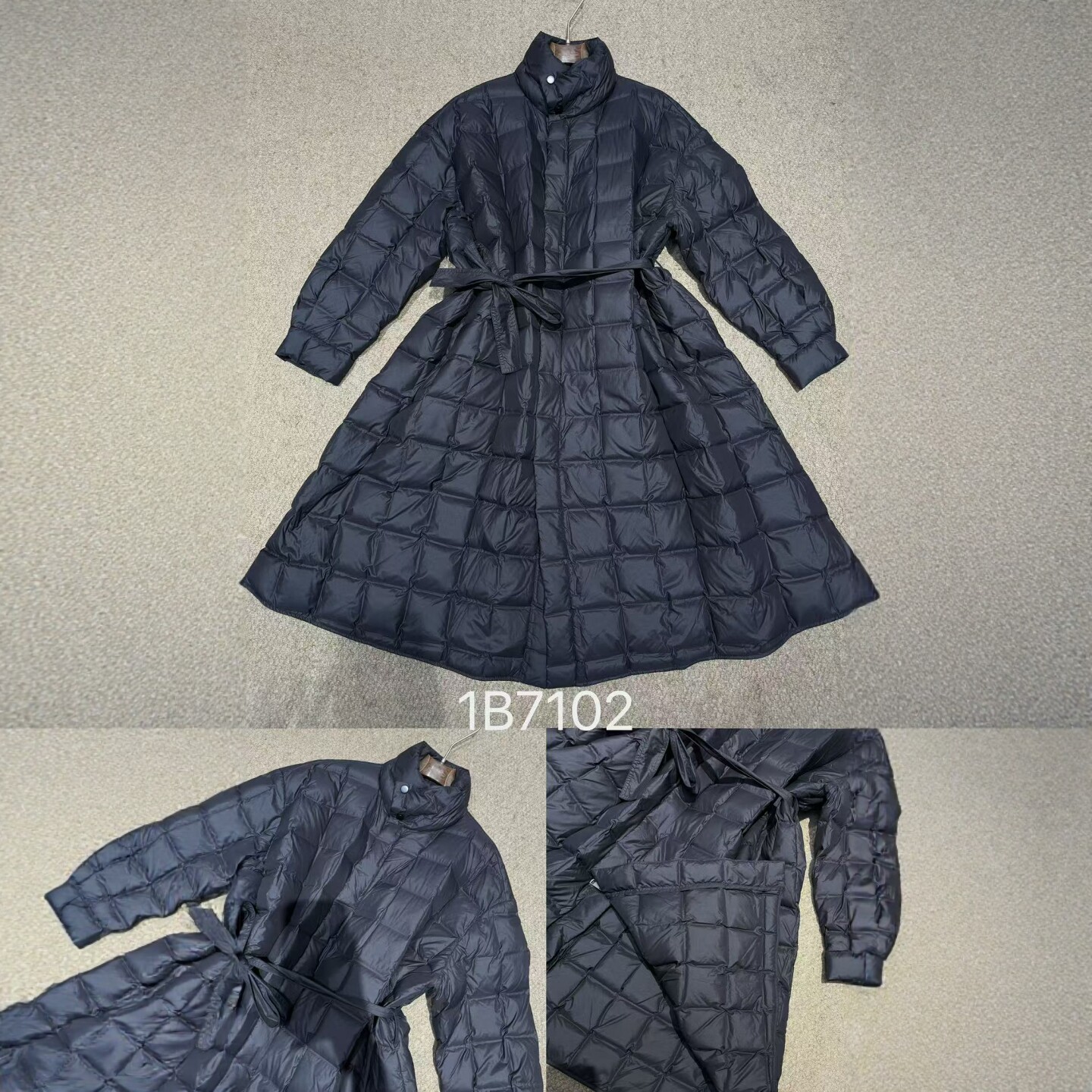 冬季格子鹅绒女长款立领羽绒服
