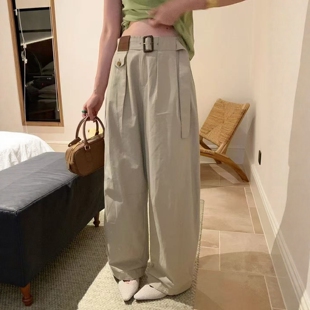 .COM高腰显瘦拼接口袋百搭阔腿休闲裤 女6685 新款 欧洲站2026春季