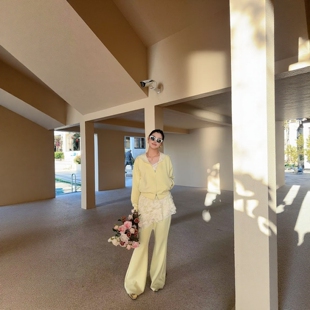 中长款 DT.Dong拉链卫衣喇叭裤 连帽蕾丝三件套 新款 欧洲站2026春季