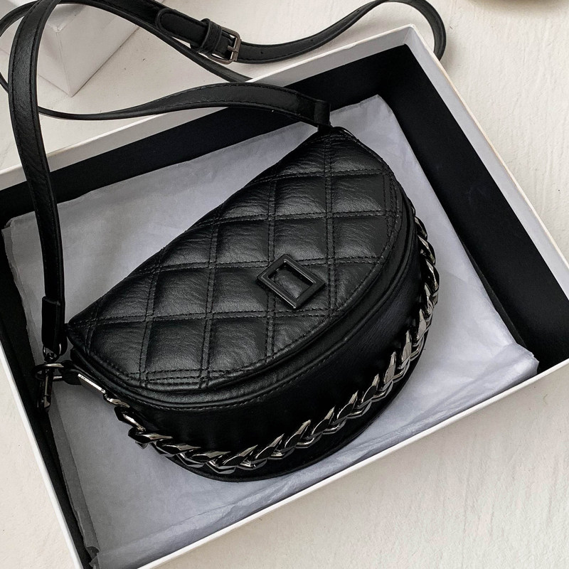 北包包小包包2020新款潮半圆马鞍包质感单肩斜挎小香风菱格链条包