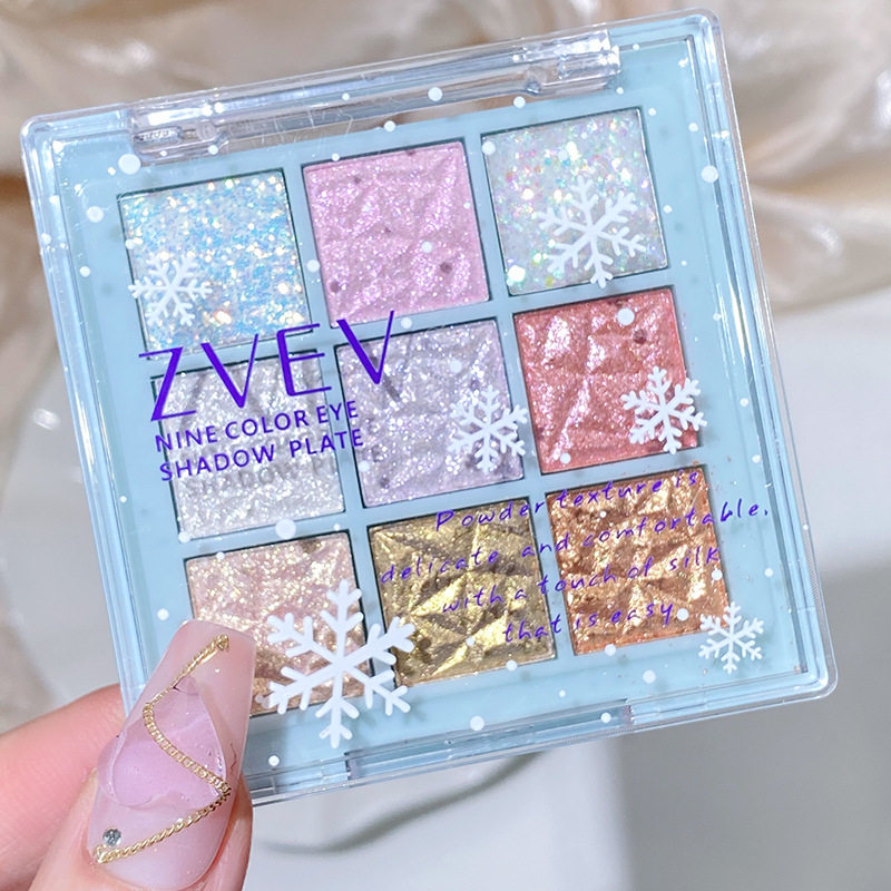 ZVEV圣诞雪花九色眼影盘珠光细闪