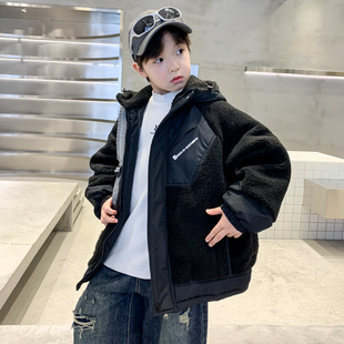 加厚羊羔绒儿童装 年服冬季 红色毛毛衣 2025新款 男童夹棉外套秋冬款