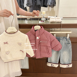 咸柠七 新款 双面穿 女童韩系外套2025秋冬季 儿童两穿棉服 冬装