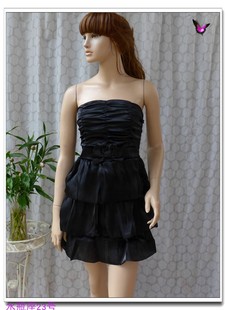 黑色抹胸裙连衣裙礼服裙修身性感女士短款包臀裙甜美蛋糕裙