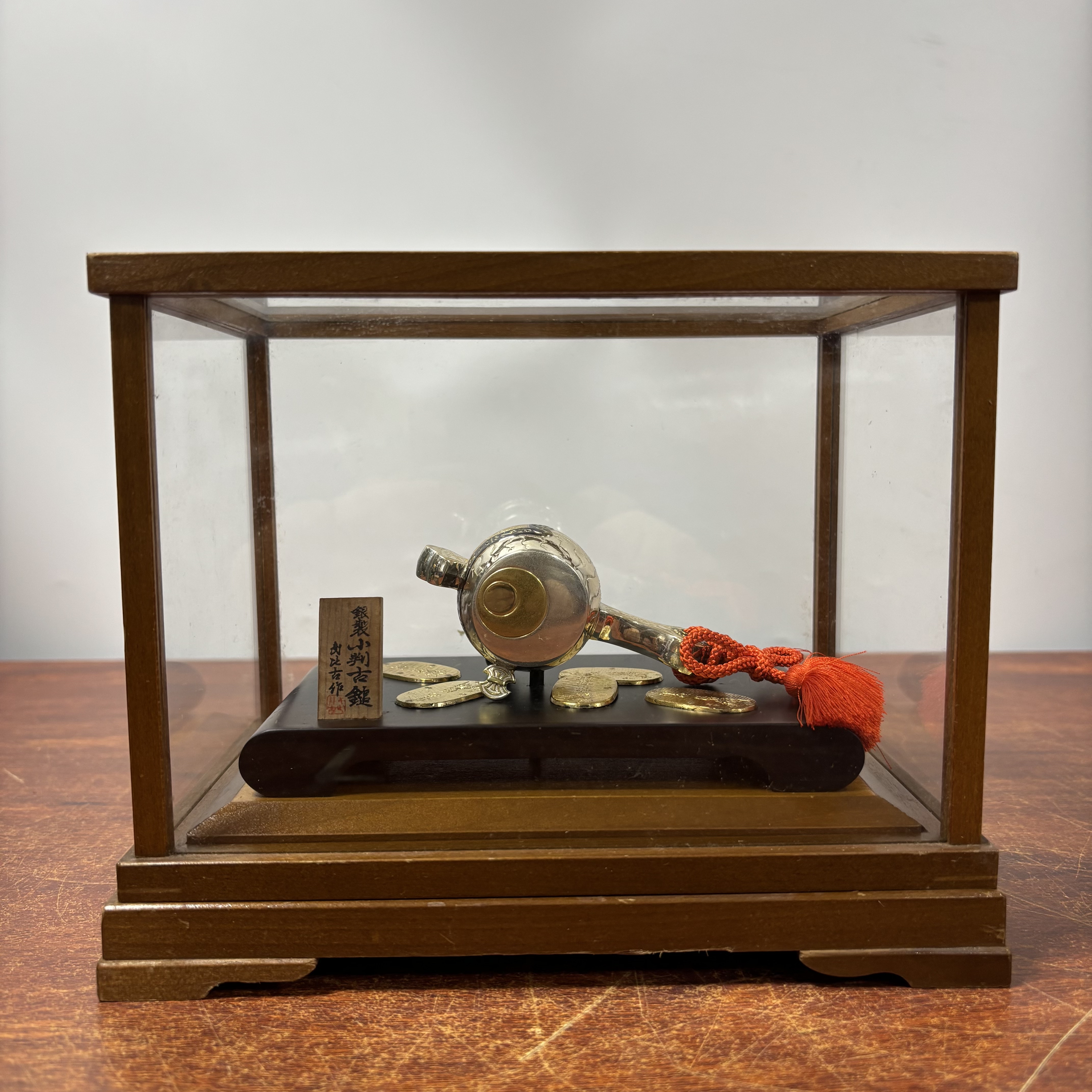 日本著名金匠武比古作纯银鎏金福槌摆件，长11厘米，宽5，高5