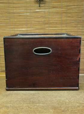 日本原木方形老火钵，高21.5厘米，长宽30厘米，内24.5厘米，结实