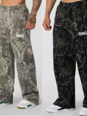Youngla Men's Loose-Fitting American-Style Trendy Fitness Gym Casual Breathable Wide-Leg Camouflage Straight Pants