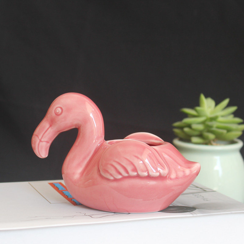 火烈鸟多肉花盆动物花盆陶瓷肉肉盆栽欧式简约桌面创意阳台绿植盆