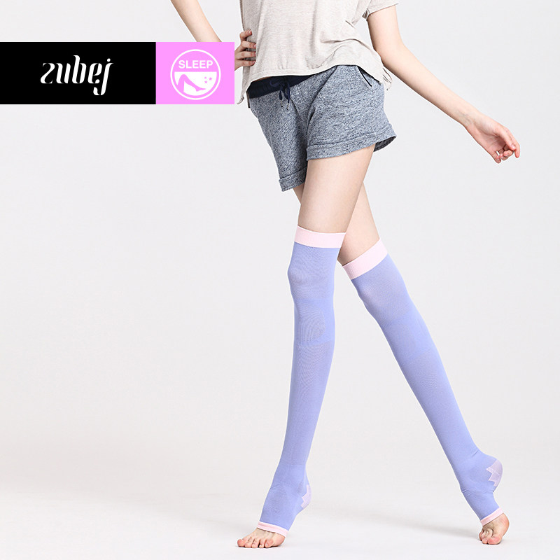 足倍健420D睡眠袜子美腿大腿袜春秋瘦腿袜空调袜女长筒过膝袜