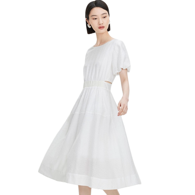 商场同款连衣裙naivee高腰镂空