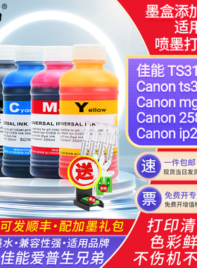 适佳能Canon TS3100 ts300 mg2500 2580wh ip2800 连供打印机墨水