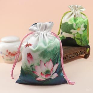 锦袋刺绣中药空香囊荷包抽绳束口香包布袋香包香囊空袋粉色精致