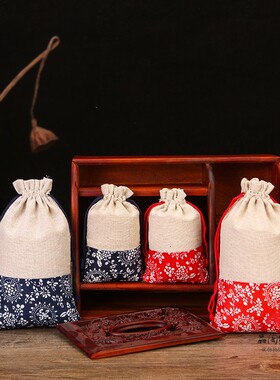 抽绳布袋子佛珠袋首饰抽口喜糖袋子布袋米袋草药包装香囊空袋青花
