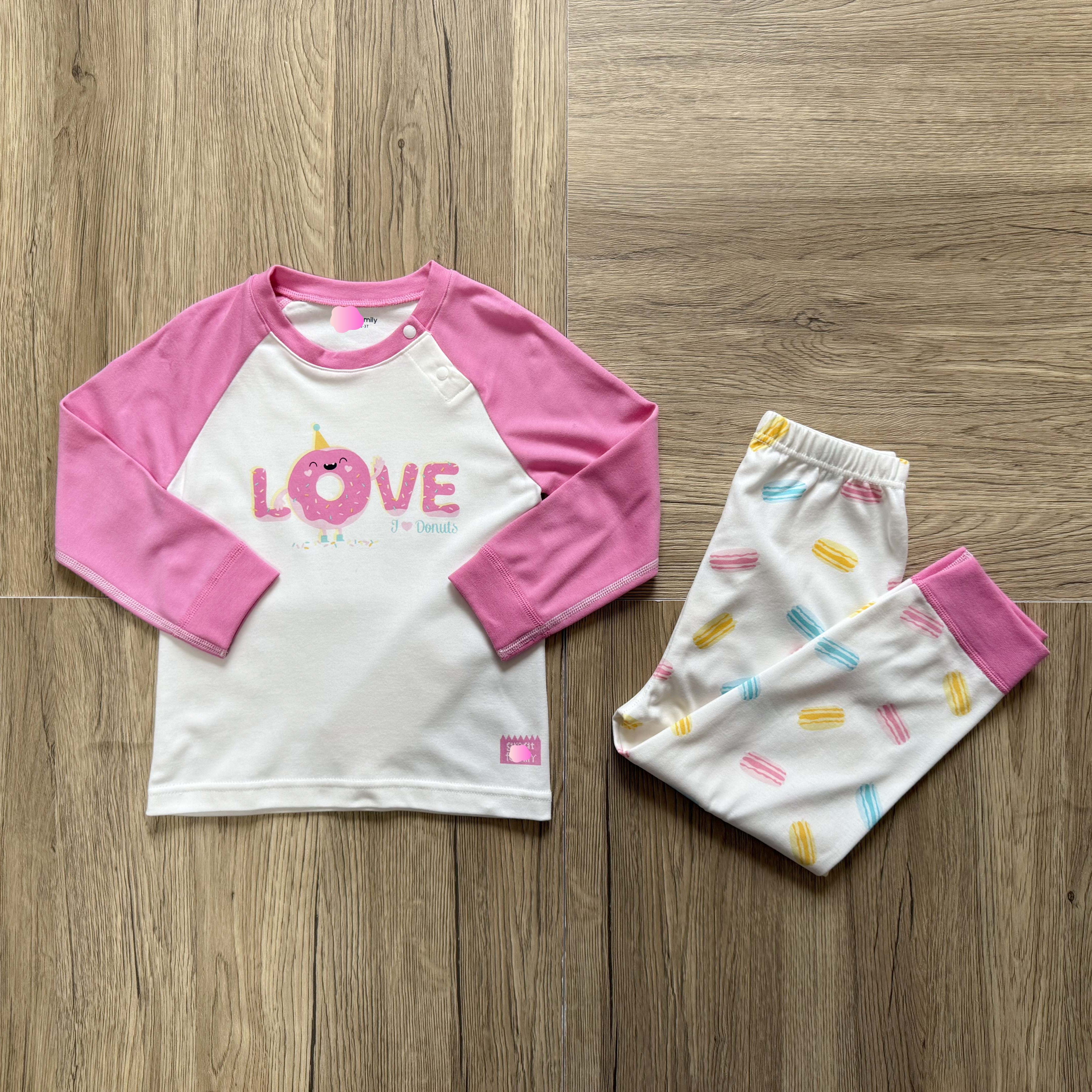 歌*家女童春秋纯棉A类双面布可爱拼色秋衣秋裤居家套装