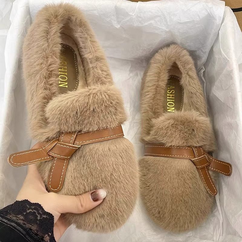 日本代购毛毛鞋女外穿温柔晚风设计感秋冬百搭软底豆豆鞋包头棉鞋,女鞋,乐福鞋（豆豆鞋）,淘宝优惠券,粉丝福利购,淘宝优惠卷