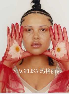 黑色红色网纱短款礼服拍照造型全指手套影楼写真化妆造型走秀配饰