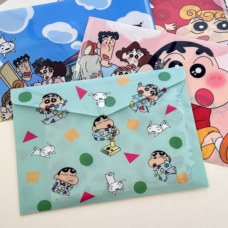 可爱蜡笔小新文件袋按扣卡通试卷袋A4收纳袋PVC文件夹韩国学生