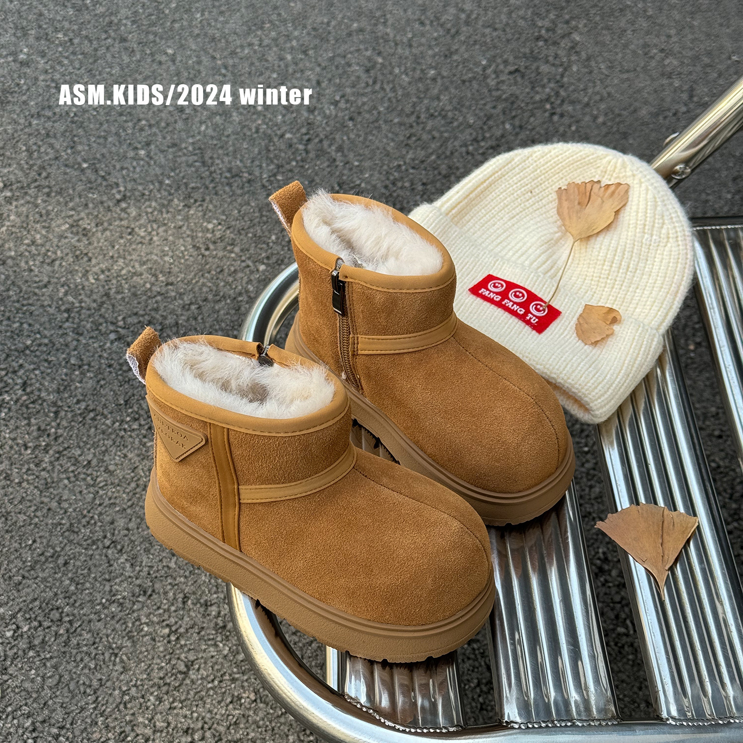 超火~卡皮巴拉儿童雪地靴真皮