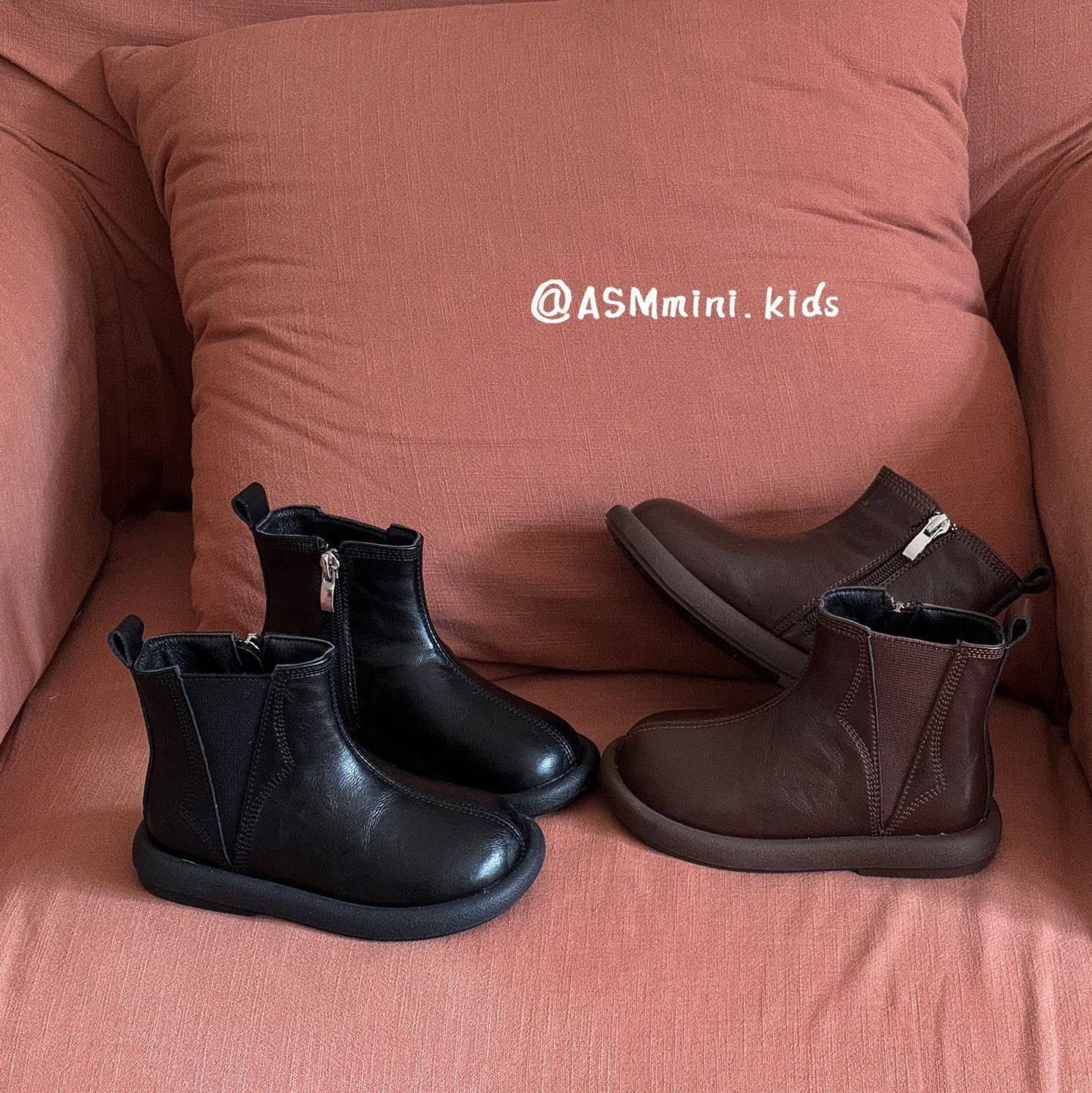 儿童真皮短靴202冬季新款韩版女童保暖二棉靴马丁靴男童靴子真皮