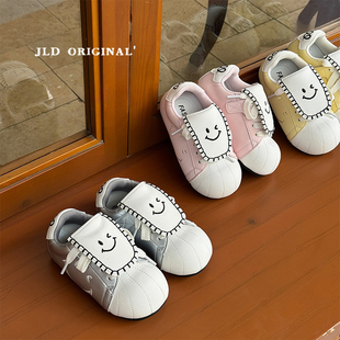 2026春季新款儿童笑脸贝壳头女童泡芙包头鞋男童大头鞋丑萌面包鞋