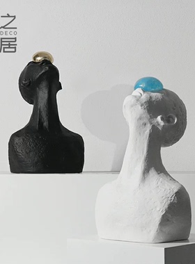 白色抽象rain样板房大堂雕塑摆件