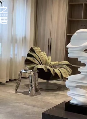 现代抽象思想转动摆件黑白砂岩雕塑人物家居装饰售楼处办公区摆设