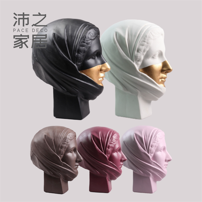 创意现代轻奢人物意大利少女半面立体挂饰墙饰样板间客厅软装素描