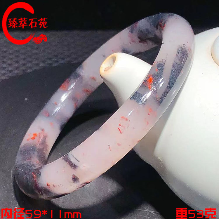 桂林鸡血玉鸡血石手镯玉镯精品珍手饰