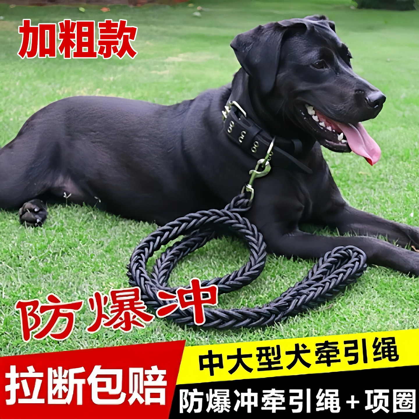 狗牵引绳大型犬加粗款狗狗大中型犬遛狗金毛德牧狗链子项圈牵引带