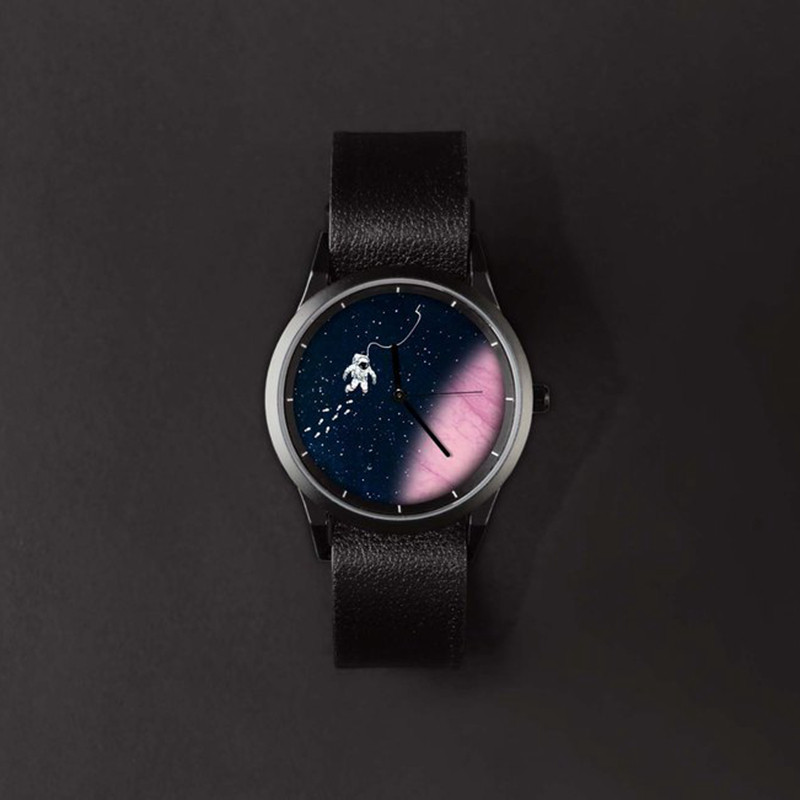 gisy原创设计插画手表太空漫游概念腕表宇航员创意表盘石英电子表
