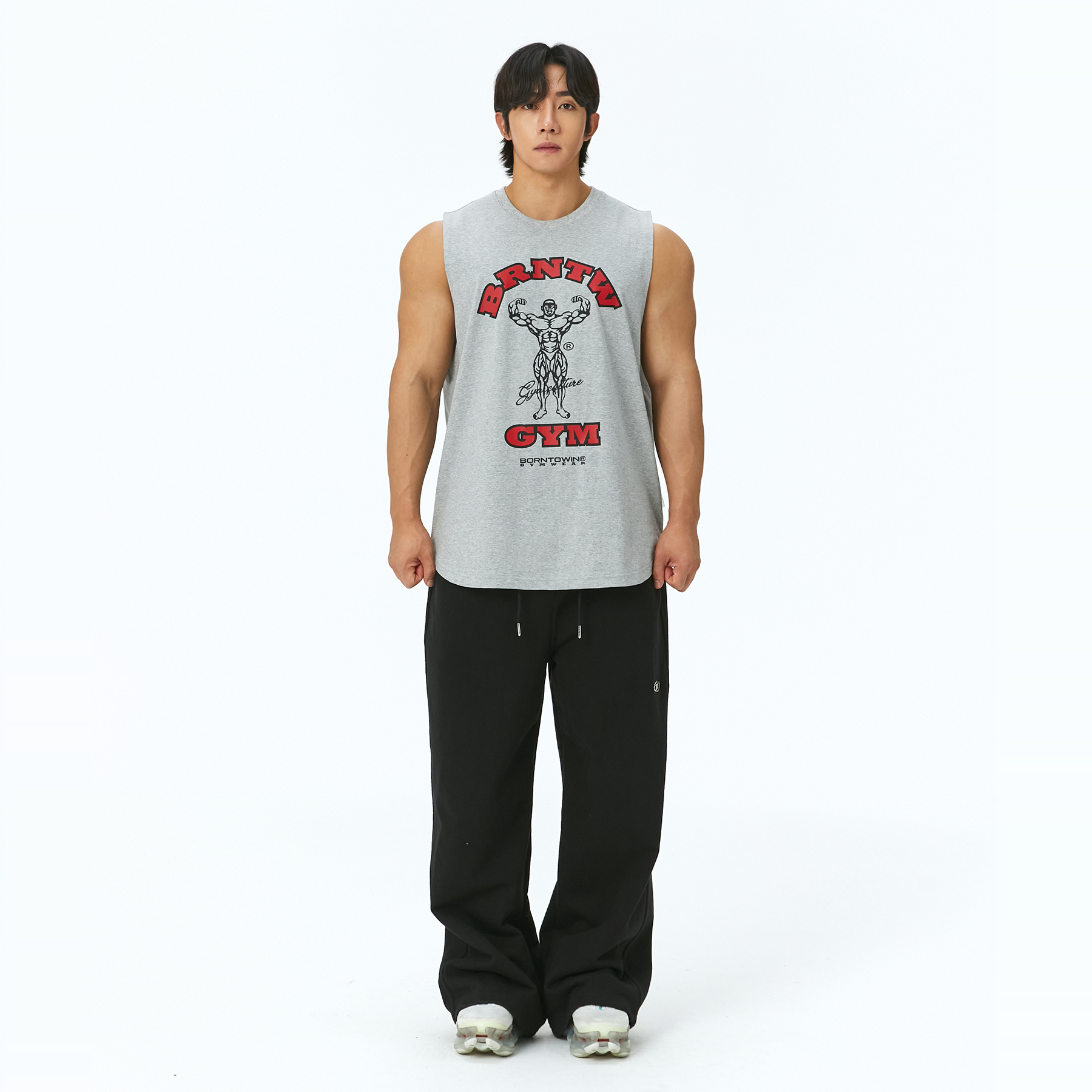 MURRAAER 日系休闲透气灰色宽松运动吸汗学生日常运动风情侣男装