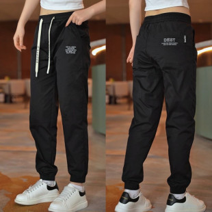 小个子爆款 新款 冰丝工装 薄款 运动裤 速干高腰显瘦束脚休闲裤 女夏季