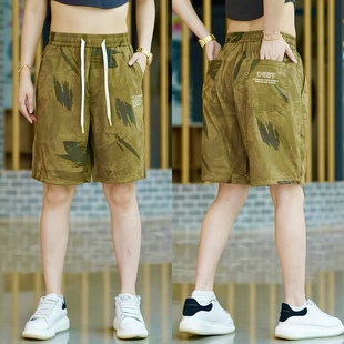 冰丝工装 薄款 休闲裤 宽松中裤 清仓尾货运动短裤 迷彩五分裤 女士夏季