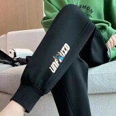 运动裤 子加绒休闲卫裤 女秋冬季 宽松200斤胖mm女裤 新款 加肥加大码