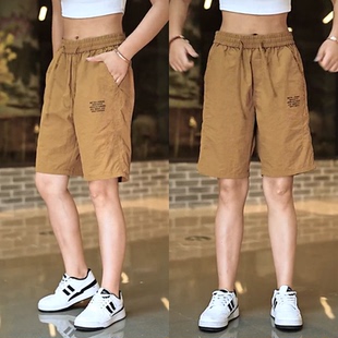 夏季 薄款 宽松直筒休闲运动裤 冰丝工装 阔腿五分中裤 子女款 爆款 短裤