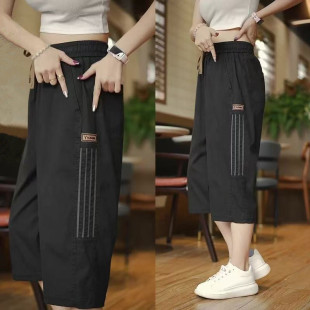 外穿潮流显瘦直筒休闲裤 清仓捡漏冰丝运动裤 速干七分裤 薄款 女夏季