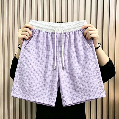 冰丝泡泡纱运动短裤女夏季薄款直筒中裤高腰显瘦宽松直筒休闲裤潮