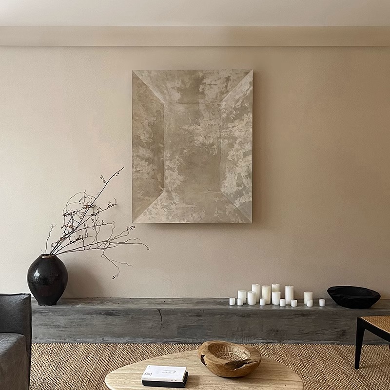 玄关客厅东方美学手工肌理浮雕