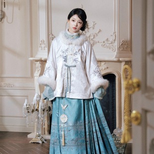 原创汉服女【七月夕-砚雪凝竹】明制汉服昭君袄琵琶袖织金马面裙