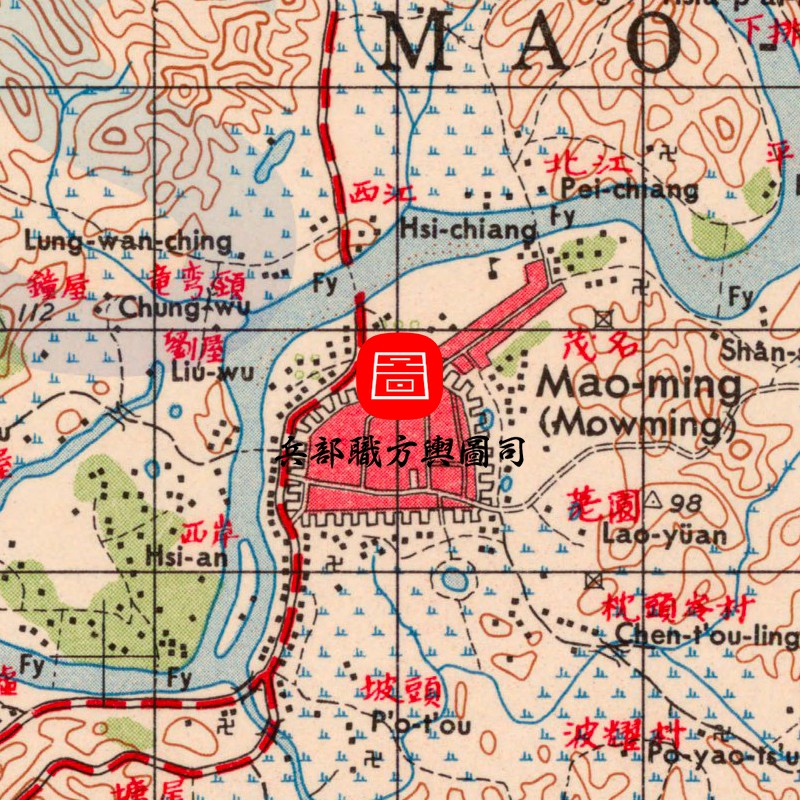 【舆图】美军绘制广东省等高线地形图298张高清JPG图片