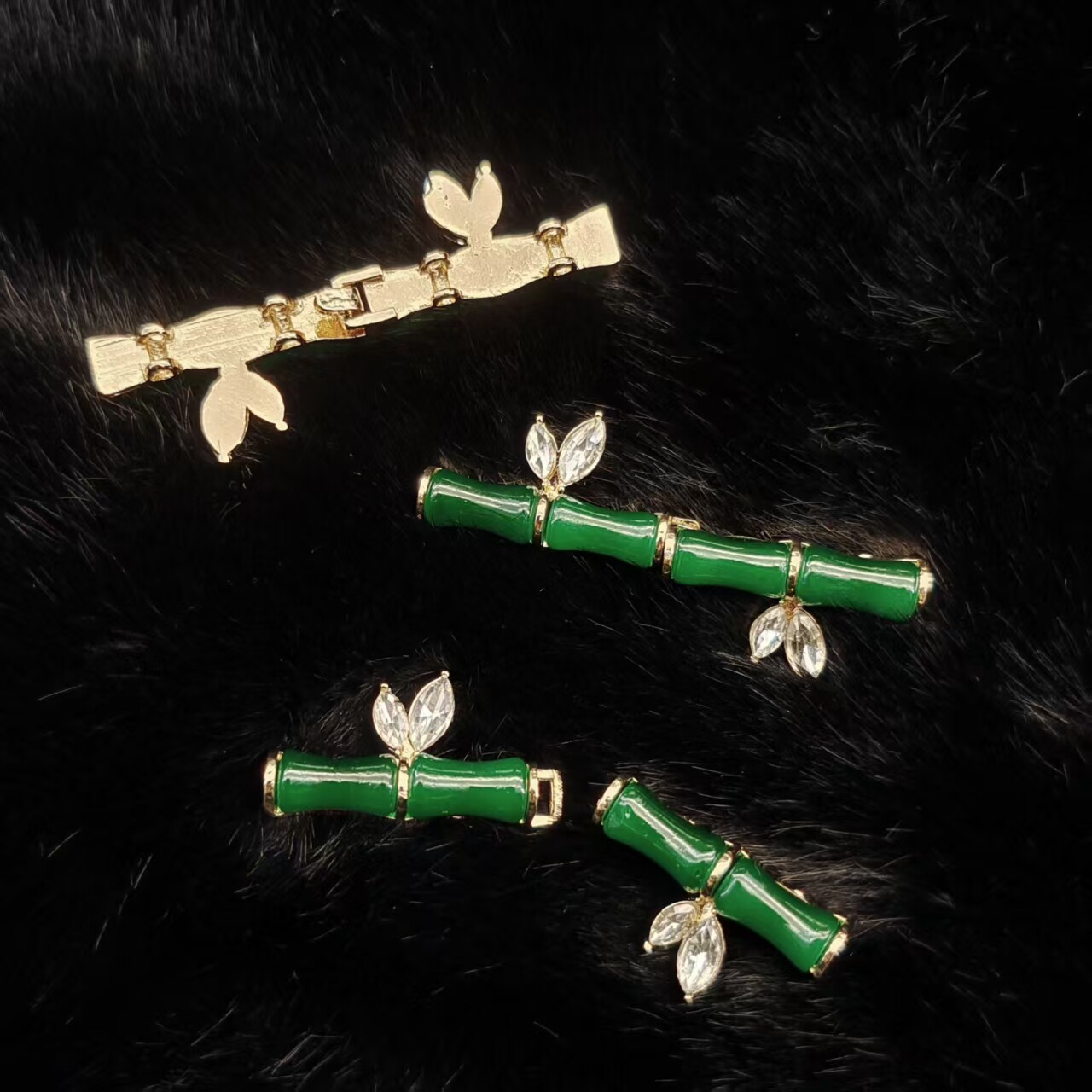 扣-针专场绿色富贵竹叶（手缝款）皇冠配饰DK5223