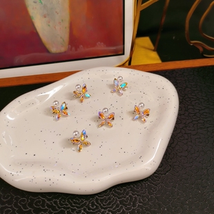 蝴蝶 饰品配件AZ876 白色眼泪别针款