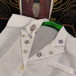 丁香紫白花朵交织组合别针款AZ875