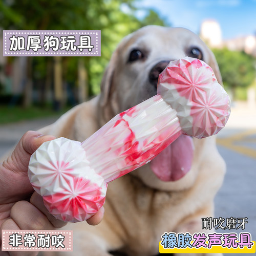 宠物狗玩具发声撞色骨头耐咬玩具拉布拉多大型犬磨牙自嗨洁齿幼犬