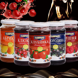 俄罗斯果酱蓝莓酱树莓蔓越梅黄桃樱桃草莓果酱夹面包早餐瓶装550g