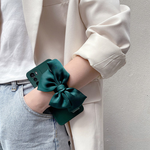 三星A26手机壳S25S24S23S22S21S20 FE蝴蝶结Ultra绿色腕带A56A55A54A53A52A51斜跨Note 20 10 9适用A16A15A14